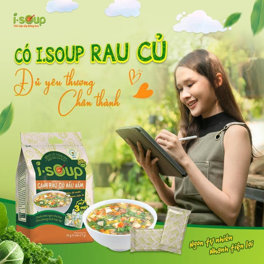 Isoup canh rau củ nấu nấm